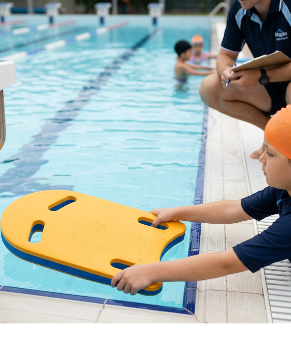 Maplo Junior Swim Training Board 36 x 24 cm Mango Four Grips - Lifestyle view